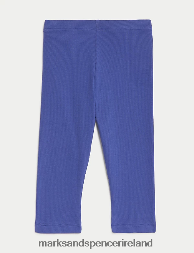 Marks & Spencer Baby Cotton Rich Ribbed Leggings Blue Clothing 2VJ8DF7702