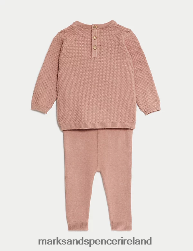 Marks & Spencer Baby 2pc Knitted Outfit Sandstone Clothing 2VJ8DF7586