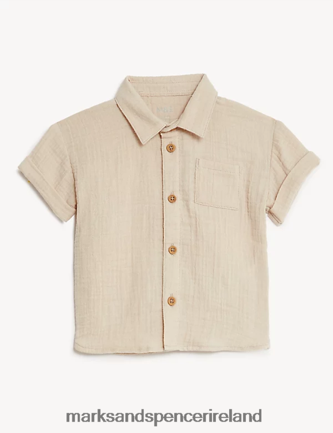 Marks & Spencer Baby Pure Cotton Shirt Stone Clothing 2VJ8DF7745