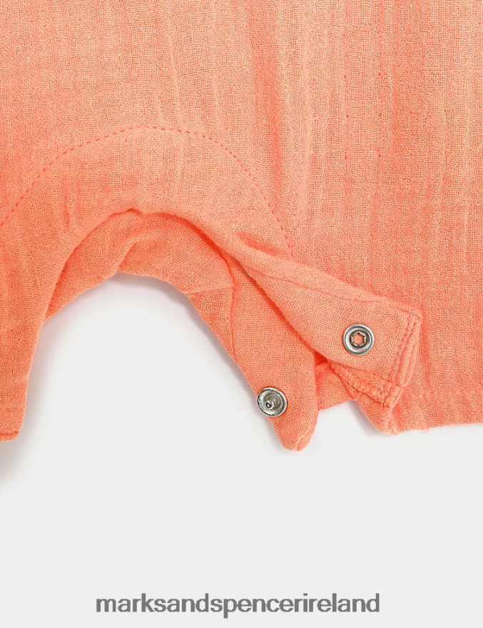 Marks & Spencer Unisex Pure Cotton Romper Apricot Clothing 2VJ8DF7573