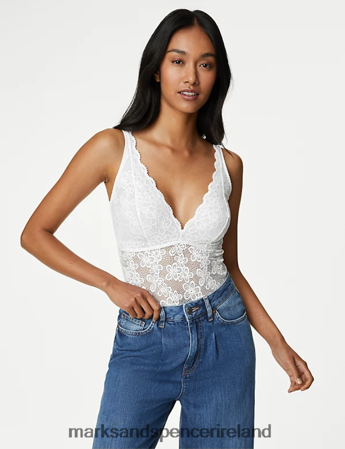 Marks & Spencer Unisex Cleo Lace Body White Lingerie 2VJ8DF4550