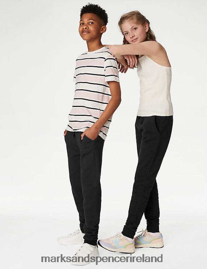 Marks & Spencer Kids Cotton Rich Joggers Black Clothing 2VJ8DF8395