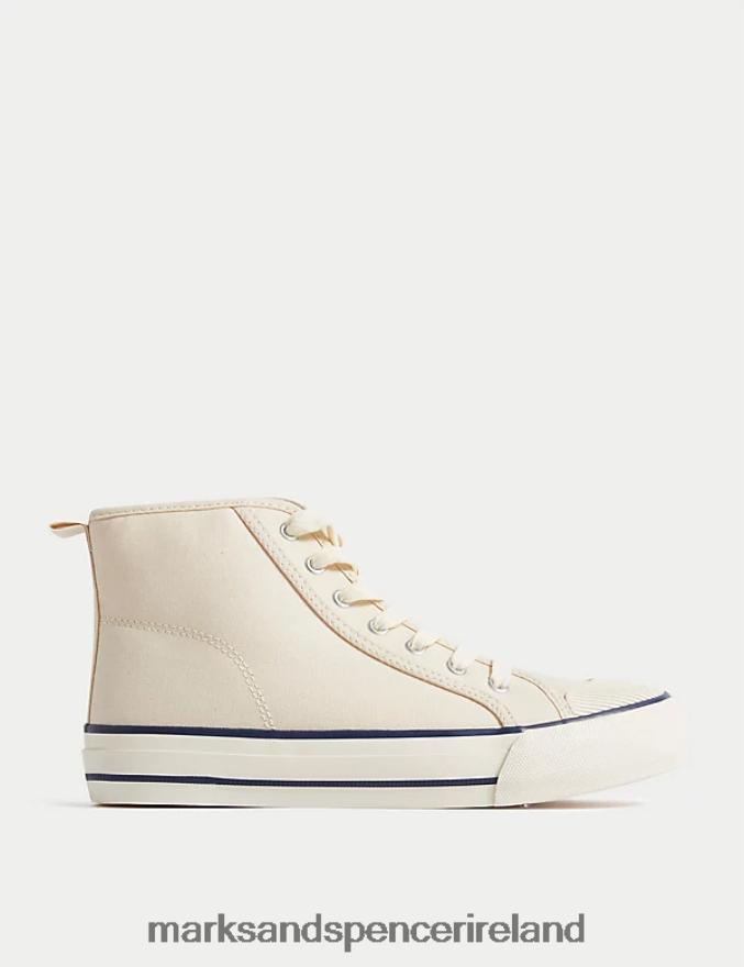 Marks & Spencer Kids Canvas Freshfeet High Tops Cream Footwear 2VJ8DF8344