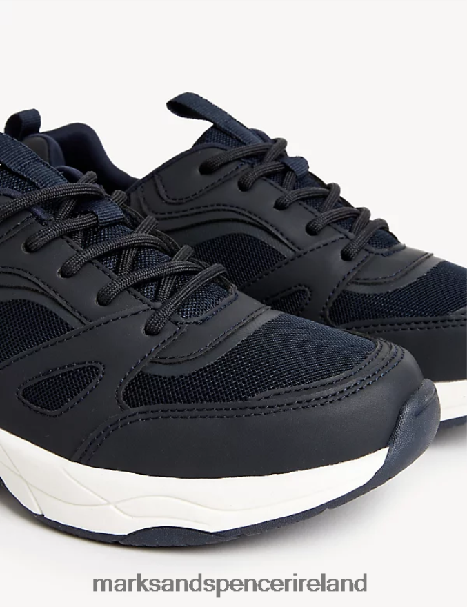 Marks & Spencer Kids Freshfeet Trainers Navy Mix Footwear 2VJ8DF8380