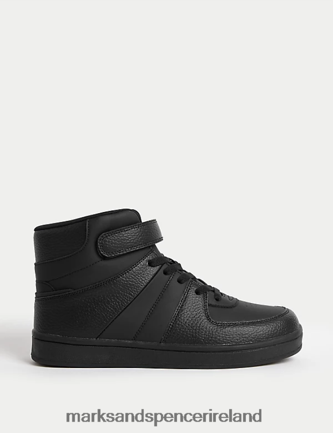 Marks & Spencer Kids Riptape High Top Trainers Black Footwear 2VJ8DF8209