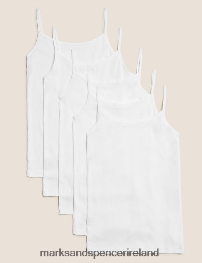 Marks & Spencer Kids 5pk Pure Cotton Camisoles White Clothing 2VJ8DF8779