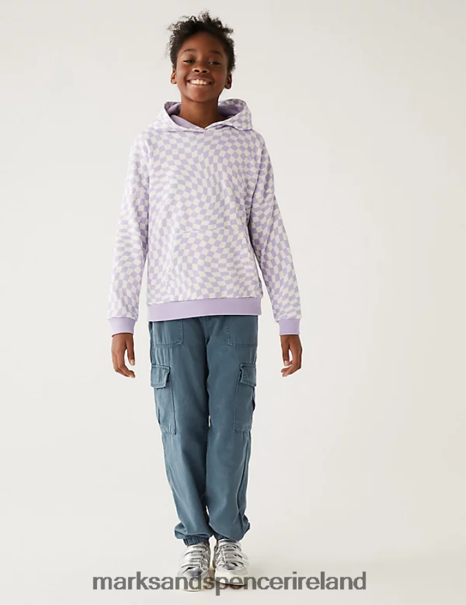 Marks & Spencer Kids Cotton Blend Cargo Trousers Blue Clothing 2VJ8DF9703