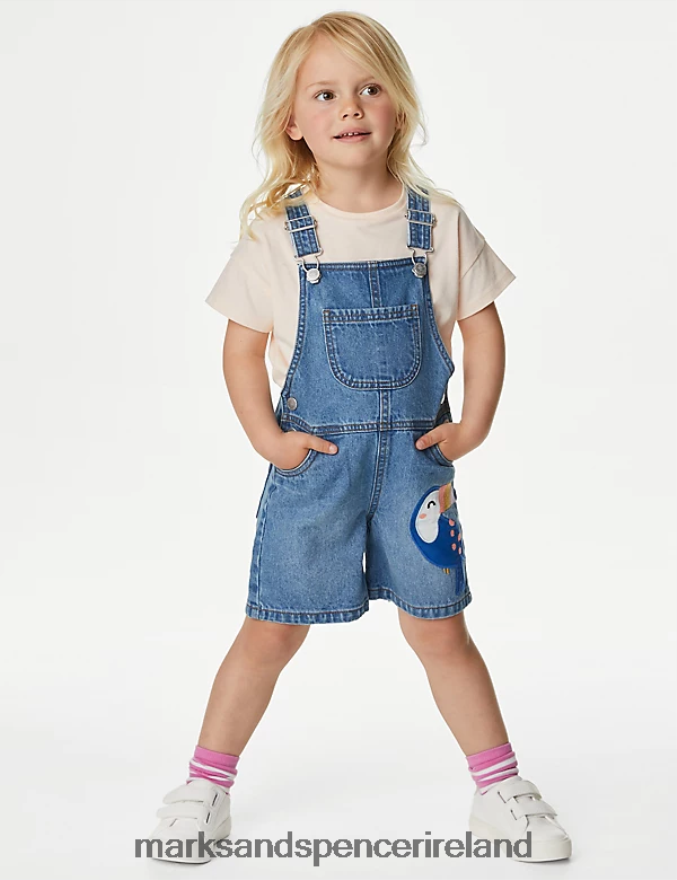 Marks & Spencer Kids Short Dungaree Outfit Denim Clothing 2VJ8DF9432