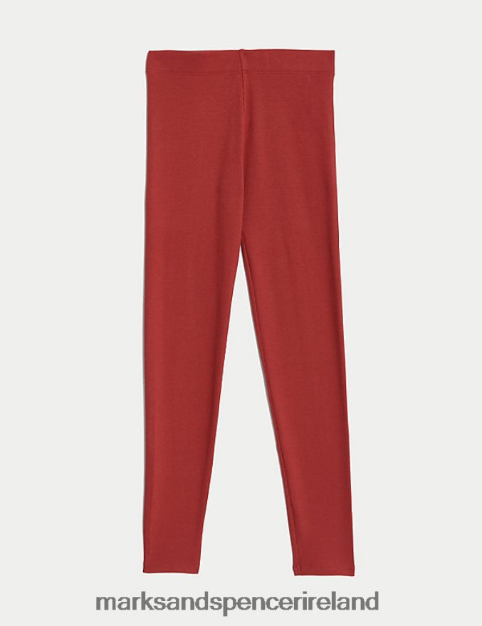 Marks & Spencer Kids Cotton Rich Ribbed Leggings Red Clothing 2VJ8DF9427