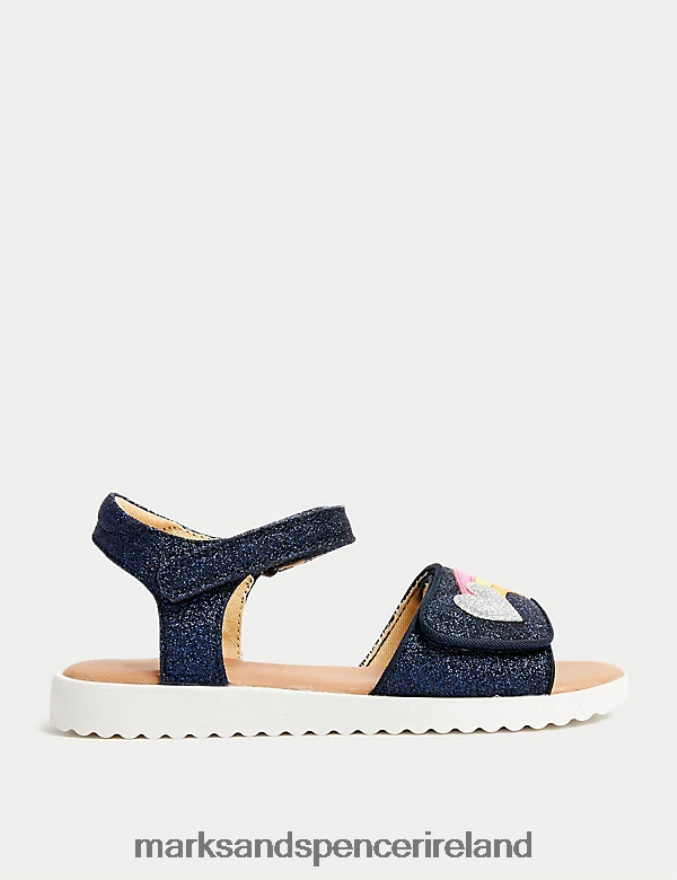 Marks & Spencer Kids Riptape Glitter Sandals Navy Footwear 2VJ8DF9531