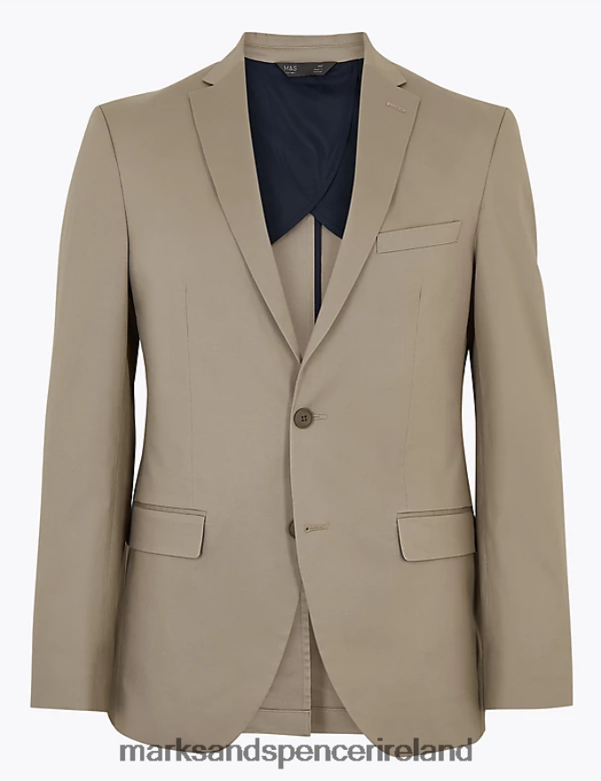 Marks & Spencer Men Slim Fit Cotton Jacket Neutral Clothing 2VJ8DF7128