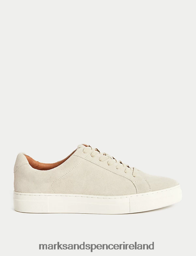 Marks & Spencer Men Suede Lace Up Trainers Stone Footwear 2VJ8DF6096