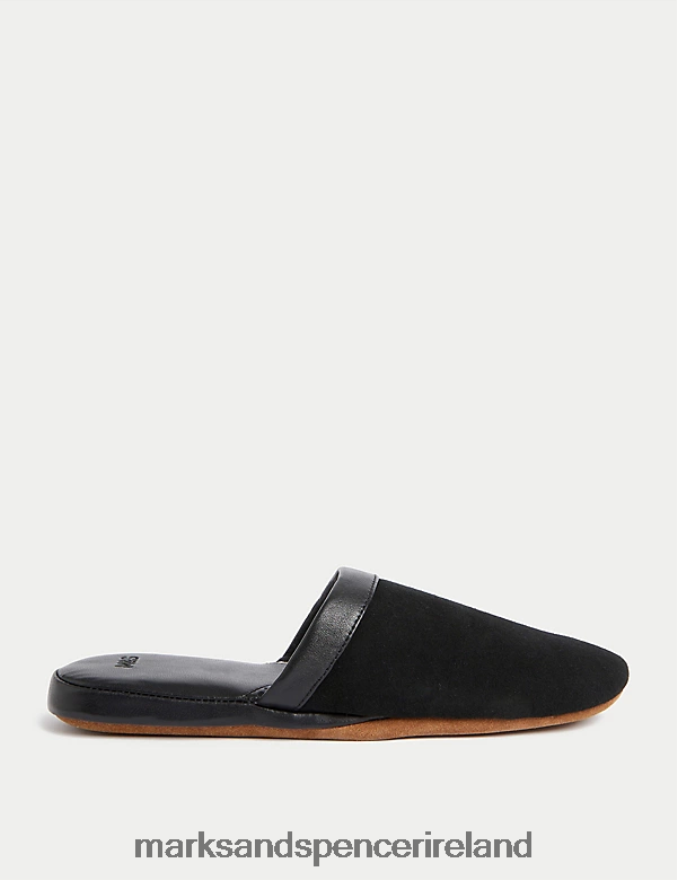 Marks & Spencer Men Suede Mule Slippers Black Footwear 2VJ8DF6099