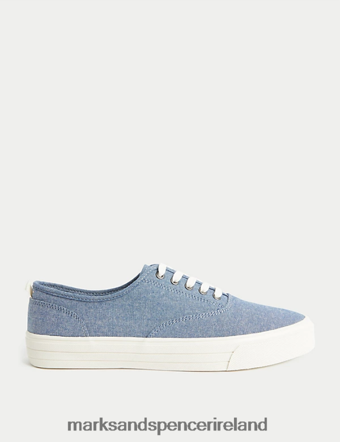 Marks & Spencer Men Canvas Lace Up Pumps Chambray Footwear 2VJ8DF6064