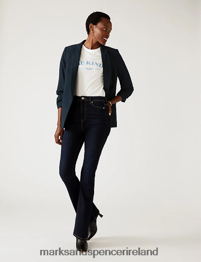 Marks & Spencer Women Relaxed Ruched Sleeve Blazer Navy Clothing 2VJ8DF2211
