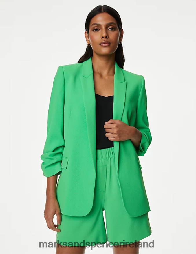 Marks & Spencer Women Ruched Sleeve Blazer Acid Green Clothing 2VJ8DF1265