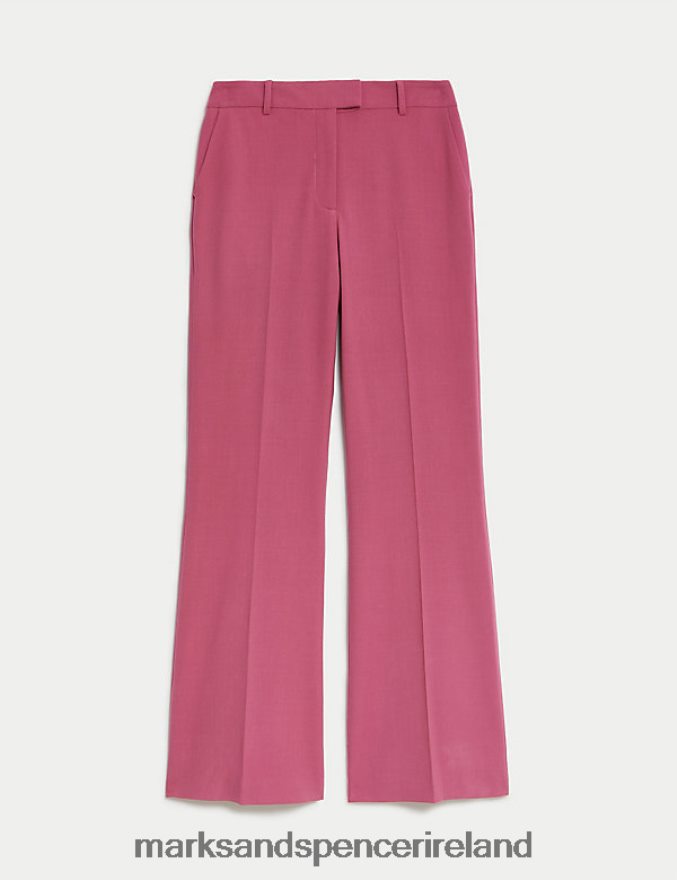 Marks & Spencer Women Wool Blend Bootcut Trousers Pink Clothing 2VJ8DF2962
